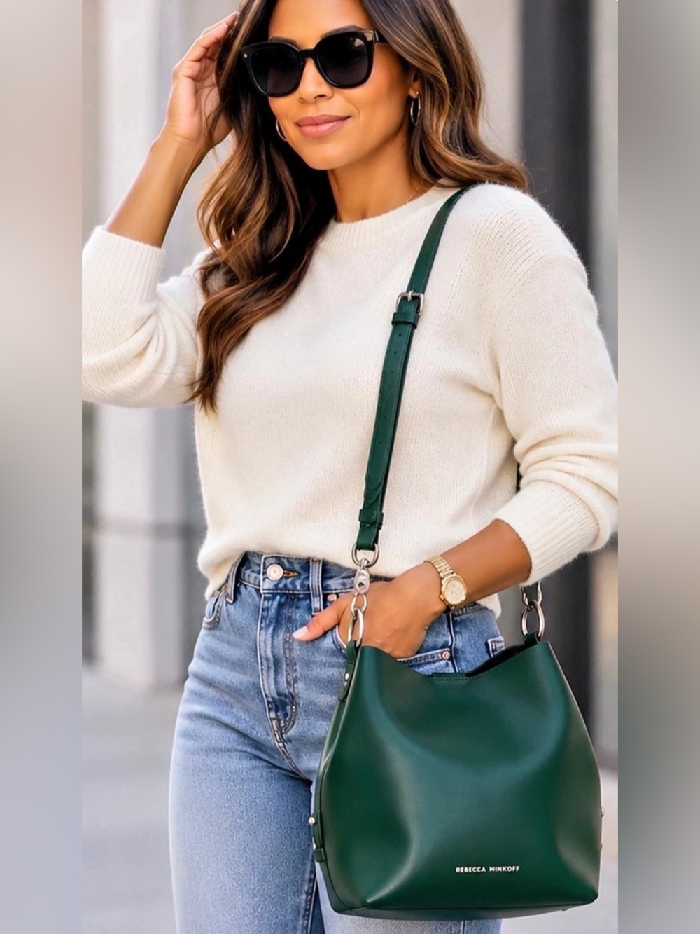 NWT Rebecca Minkoff Emerald Green Bucket Bag - Original Retail $348